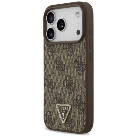GUESS ETUI LEATHER 4G TRIANGLE STRASS MAGSAFE DO IPHONE 17 PRO POKROWIEC