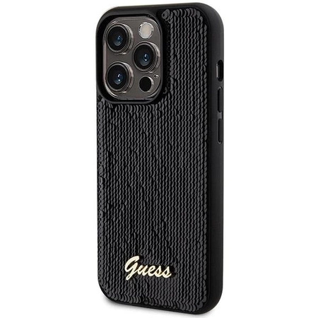 Etui Guess Sequin Script Metal na iPhone 13 Pro / 13 - czarne