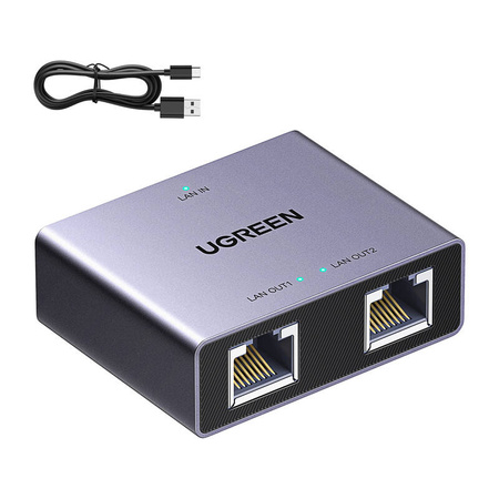 UGREEN ADAPTER ROZGAŁĘŹNIK ETHERNET 1X2 DO KOMPUTERA RJ45 SZYBKI PRZEPŁYW