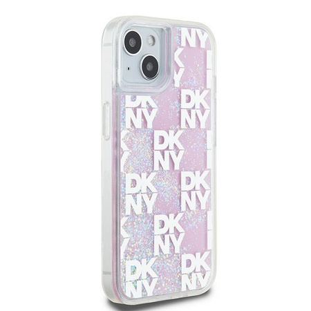 DKNY ETUI HARDCASE DO IPHONE 15 14 13 6.1 LIQUID GLITTER MULTILOGO DESIGN