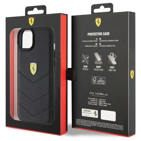 Etui Ferrari Quilted Metal Logo do iPhone 15 Plus - czarne