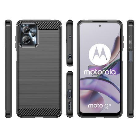 Carbon Case etui do Motorola Moto G53 / G13 elastyczny silikonowy karbonowy pokrowiec czarne