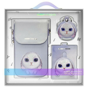 Nimmy Zestaw 3w1 torebka na telefon + portfel + etui na lokalizator fioletowy/purple Big Eyed Pet 2.0 Rabbit