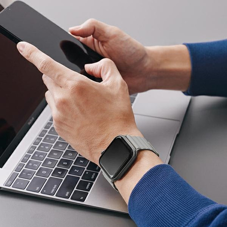 UNIQ pasek Revix Apple Watch Series1/2/3/4/5/6/7/8/9/SE/SE2 38/40/41mm. Reversible Magnetic czarny-niebieski/black-blue