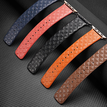 Dux Ducis Strap skórzany pasek do Watch 7 / 6 / 5 / 4 / 3 / 2 / SE (41 / 40 / 38mm) opaska bransoleta bransoletka z naturalnej skóry pomarańczowy (Enland Version)