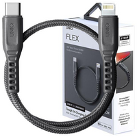 Etui Uniq Kabel Flex USB-C-Lightning 18W nylonowy 30cm - szare