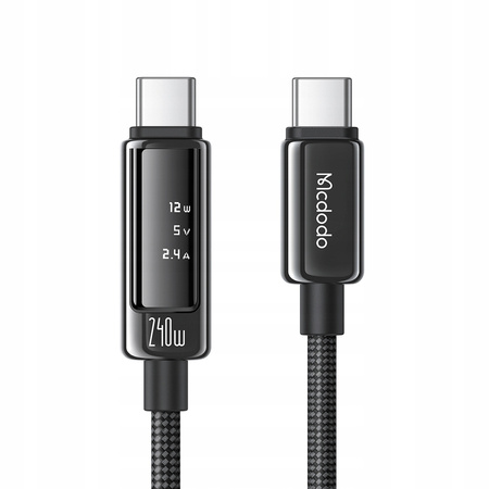 MCDODO KABEL USB-C USB-C SZYBKIE ŁADOWANIE DO LAPTOPA USB TYP C 240W 1M LED
