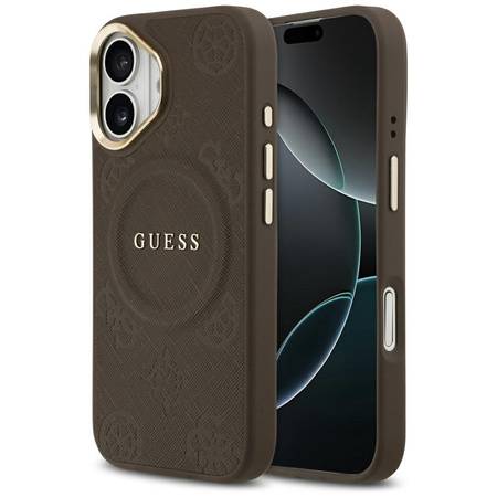 Etui Guess Peony Hot Stamp MagSafe do    iPhone 17 brązowy