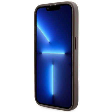 Etui Guess GUHMP14LP4RPSW na iPhone 14 Pro - brązowe 4G Printed Stripes MagSafe