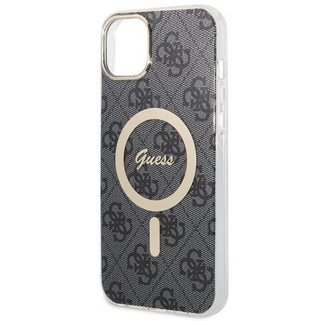 Guess zestaw ładowarka MagSafe + etui do iPhone 14 Plus 6,7" czarne 4G Print (GUBPP14MH4EACSK)