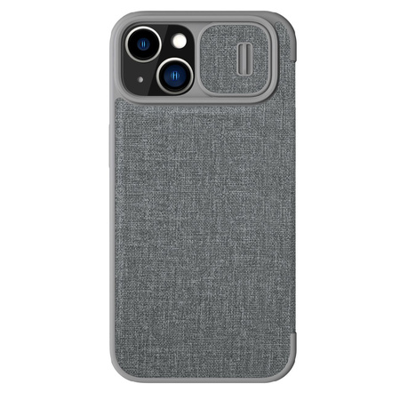 Nillkin Qin Cloth Pro Case etui do iPhone 14 Plus osłona na aparat kabura pokrowiec obudowa z klapką szary