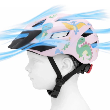 Kask rowerowy dziecięcy MTB Wozinsky z odpinanym daszkiem 52-56 cm - różowy