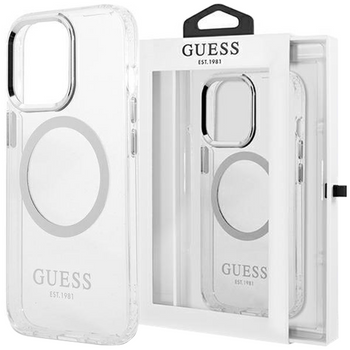 Guess GUHMP14XHTRMS iPhone 14 Pro Max 6,7" srebrny/silver hard case Metal Outline Magsafe