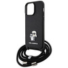 Etui Karl Lagerfeld KLHCP14XSAKCPSK na iPhone 14 Pro Max 6.7" hardcase - czarne Crossbody Saffiano Metal Pin Karl&Choupette