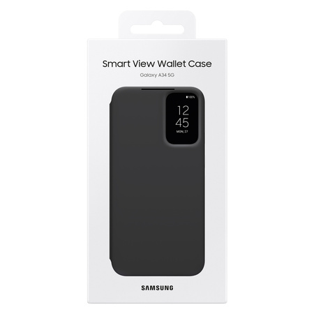 Samsung Smart View Wallet Case etui Samsung Galaxy A34 5G pokrowiec z inteligentną klapką okienkiem portfel na kartę czarne (EF-ZA346CBEGWW)