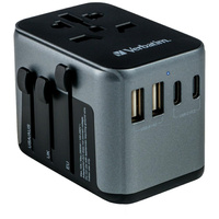 VERBATIM ADAPTER PODRÓŻNY DO EUROPA UK USA 2xUSB-A 2xUSB-C PD 30W DO IPHONE