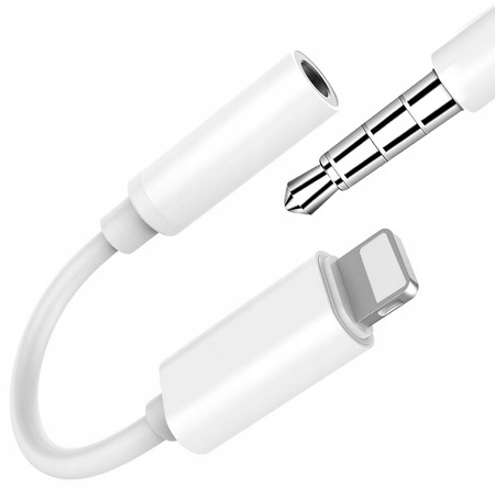 Przejściówka do telefonu Co2, kabel adapter złącze do iPhone, Jack 3,5mm, biała