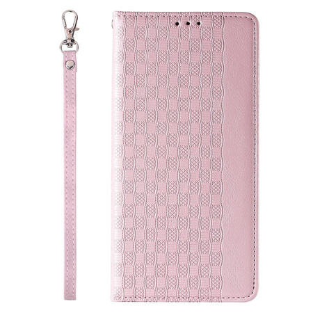 Magnet Strap Case etui iPhone 14 Pro pokrowiec z klapką portfel mini smycz podstawka różowe