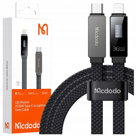 MCDODO ŁADOWARKA KABEL USB-C LIGHTNING SZYBKIEGO ŁADOWANIA DO IPHONE 1M LED