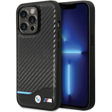 Etui BMW Leather Carbon BMHCP13L22NBCK na iPhone 13 Pro / na iPhone 13 - czarne