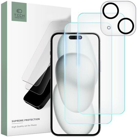 SZKŁO HARTOWANE TECH-PROTECT SUPREME SET 3-PACK IPHONE 15 CLEAR