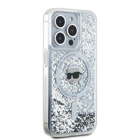 KARL LAGERFELD ETUI HARDCASE LIQUID GLITTER KARL HEAD DO MAGSAFE DO IPHONE