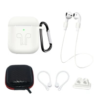 HURTEL ZESTAW ETUI DO AIRPODS 2 1 PASEK NA SZYJĘ ZACZEP NA UCHO KARABIŃCZYK