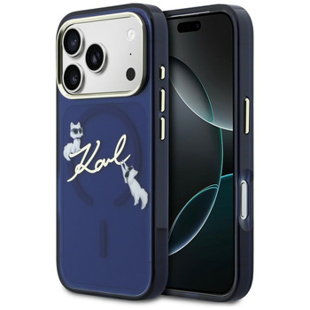Etui Karl Lagerfeld IML Choupettes Karl  Script Logo MagSafe do iPhone 17 Pro Max niebieski