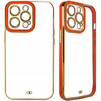 HURTEL FASHION CASE ETUI DO IPHONE 12 PRO MAX POKROWIEC ŻELOWY ZŁOTA RAMKA