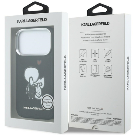 Etui Karl Lagerfeld Karl & Choupette     Back Logo MagSafe do iPhone 17 Pro Max czarny
