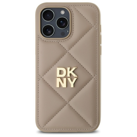 DKNY POKROWIEC DO IPHONE 14 PRO MAX QUILTED STACK LOGO BEŻOWY 6.7 CALA