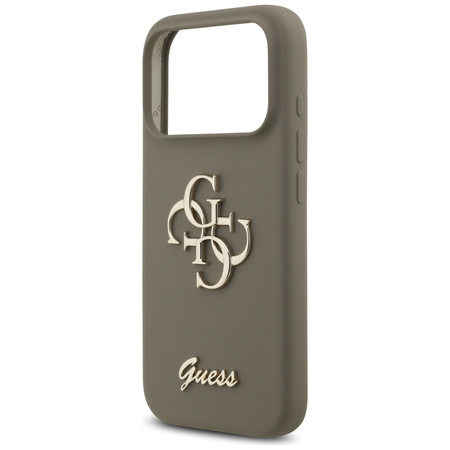Etui Guess Silicone Big 4G Script do     iPhone 17 Pro brązowy