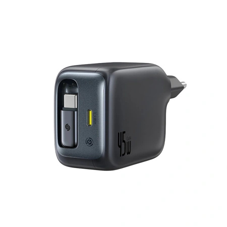 Ładowarka sieciowa Baseus EnerCore CJ11 45W z portem USB-C i ze zwijanym kablem USB-C - czarna