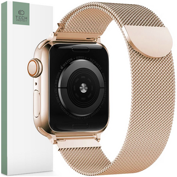 TECH PROTECT PASEK MILANESEBAND DO APPLE WATCH 6 7 8 9 10 SE 40 41 42 ZŁOTY
