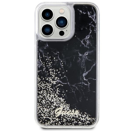 Etui Guess GUHCP14XLCSGSGK na iPhone 14 Pro Max 6.7" - czarne Liquid Glitter Marble