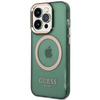 Etui Guess GUHMP14XHTCMA na iPhone 14 Pro Max zielony/khaki Gold Outline Translucent MagSafe
