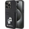 Etui Karl Lagerfeld Saffiano Cardslot Karl&Choupette Metal Pin do iPhone 15 Pro - czarne