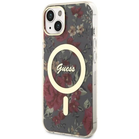 Etui Guess GUHMP14MHCFWSA na iPhone 14 Plus 6.7" zielony/khaki hardcase Flower MagSafe