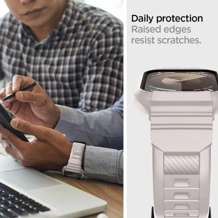 Etui Spigen Rugged Armor Pro na Apple Watch 4 / 5 / 6 / 7 / 8 / 9 / SE (44 / 45 mm) - beżowe