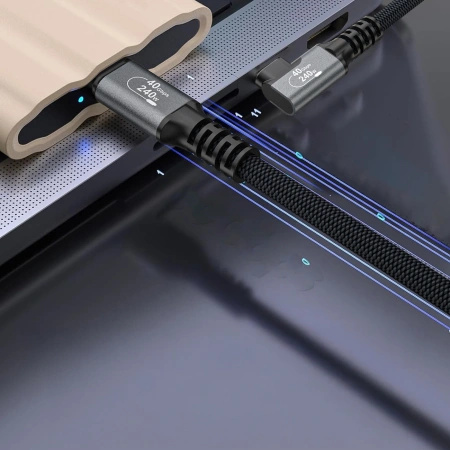 Kabel kątowy Wozinsky WPS3-UY41S USB-C USB4 40Gb/s 240W 1m 4K - czarny