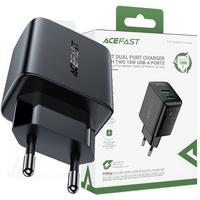 Acefast ładowarka sieciowa 2x USB 18W QC 3.0, AFC, FCP czarny (A33 black)