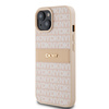 DKNY ETUI DO IPHONE 15 14 13 HARDCASE Z METALOWYM LOGO SKÓRZANE MONO STRIPE