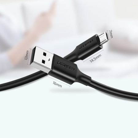 Ugreen kabel przewód USB - micro USB 2,4 A 480 Mbps 1,5 m czarny (US289 60137)