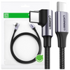 Ugreen kątowy kabel przewód USB Typ C - USB Typ C Power Delivery 60 W 20 V 3 A 2 m czarno-szary (US255 50125)