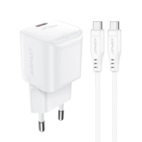 Ładowarka sieciowa Acefast A73 Mini PD 20W GaN + kabel USB-C - biała