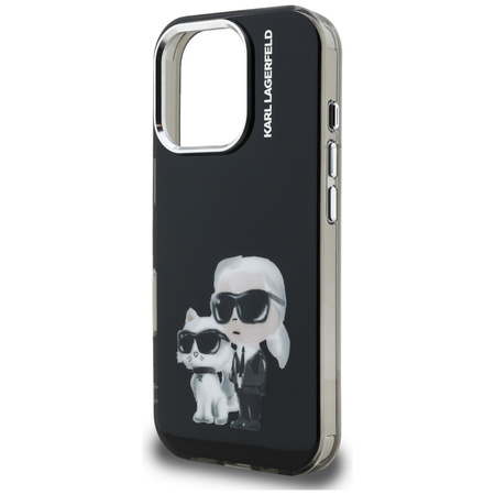 Etui Karl Lagerfeld IML Aquarelle Karl & Choupette & Logo do iPhone 16 Pro Max czarny
