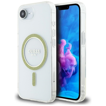 GUESS ETUI CASE IML GLITTER CIRCLE DO IPHONE 16E DO MAGSAFE PRZEZROCZYSTE