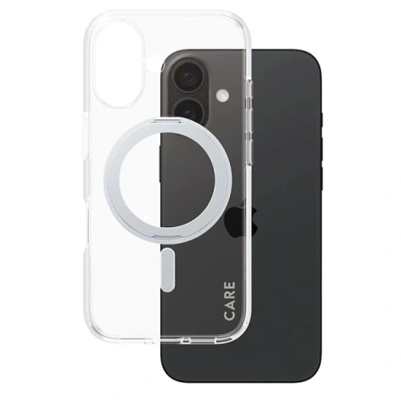 Etui CARE by PanzerGlass Feature Kickstand Case z MagSafe na iPhone 16 - srebrne