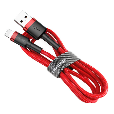 Baseus Cafule Cable wytrzymały nylonowy kabel przewód USB / Lightning QC3.0 2.4A 0,5M czerwony (CALKLF-A09)