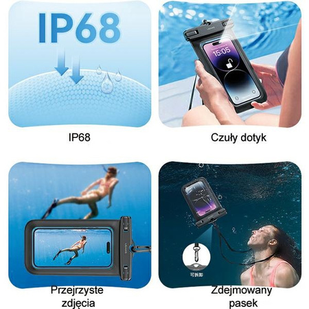 USAMS ETUI WODOODPORNE DO TELEFONÓW 6.7 IP68 POKROWIEC WODOSZCZELNY TELEFON
